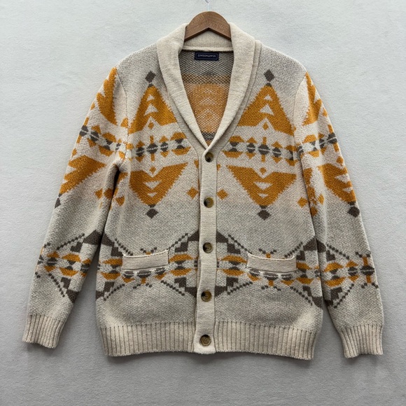 Sinransinya Sweaters - Sinransinya Women’s XL Button Front Cardigan Sweater Cream Abstract Pattern